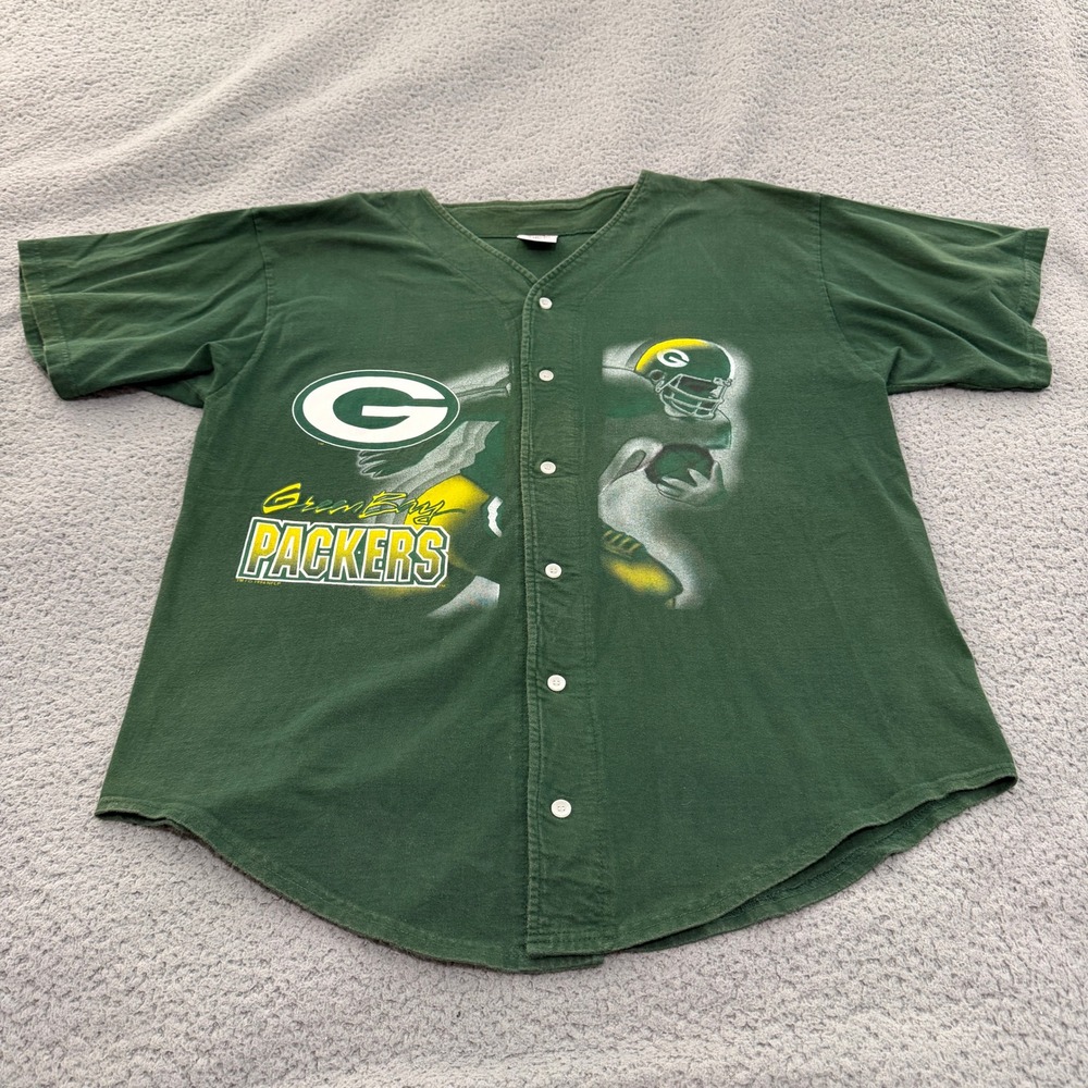 Vintage 1996 Green Bay Packers Baseball Style Jersey Shirt Mens XL NFL